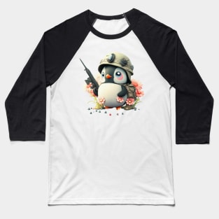 The clever penguin in military uniform with helmet and weapon Baseball T-Shirt